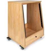 Gator Elite Furniture Series 12U Angled Studio Rack with Locking Casters – Natural Maple Matte
