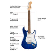 Fender Squier Sonic Stratocaster - Sapphire Blue Transparent w/ Frontman 10G Amplifier