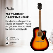 Fender FA-125CE Dreadnought Cutaway Acoustic-Electric Guitar - Sunburst w/ Gig Bag