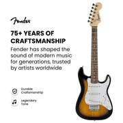 Fender Squier 3/4-Size Kids Mini Strat Electric Guitar - Sunburst w/ Tuner
