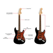 Fender Squier Affinity Stratocaster - Black Limited Edition Tortoise Shell Pickguard w/ Frontman 10G Amplifier