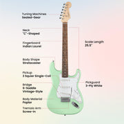 Fender Squier Stratocaster - Surf Green w/ Frontman 10G Amplifier