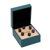 Taylor Custom Water Buffalo Bone Bridge Pins - Brown w/Green Opal