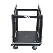 ProX T-12MRSS13ULT 13U Top 12U Front Rack Combo Flight Case with Laptop Shelf and Casters