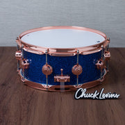 DW 6 x 14-Inch Collector's Pure Oak Snare Drum - Blue Glass with Copper Hardware