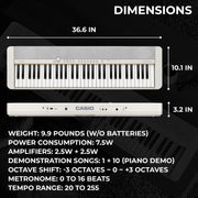 Casio CT-S1 Casiotone 61-Key Keyboard - White w/ Adjustable Stand