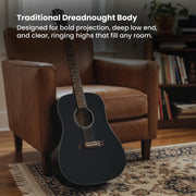 Fender CD-60S Solid Top Dreadnought Acoustic Guitar - Black w/ Gig Bag