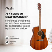 Fender CD-60SCE Solid Top Dreadnought Acoustic-Electric Guitar - All Mahogany w/ Hard Case