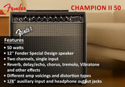 Fender Champion II 50-Watt Guitar Combo Amplifier w/ Instrument Cable