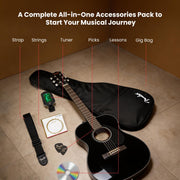 Fender CC-60S Solid Top Concert Acoustic Guitar - Black w/ Gig Bag