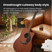 Fender CD-60SCE Solid Top Dreadnought Acoustic-Electric Guitar - All Mahogany w/ Hard Case