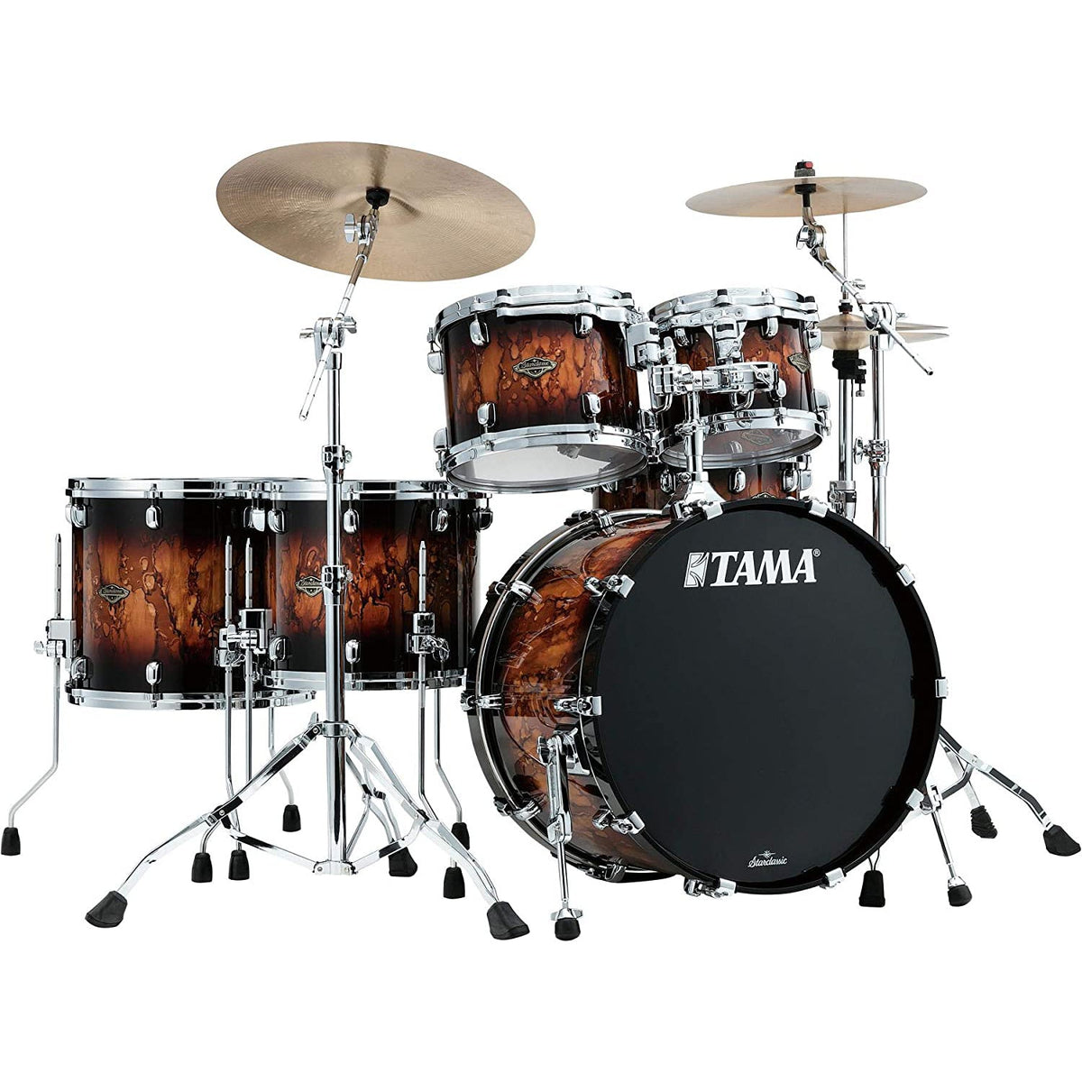 Tama Starclassic Walnut Birch Lacquer 5-Piece Shell Pack - Molten Brown Burst