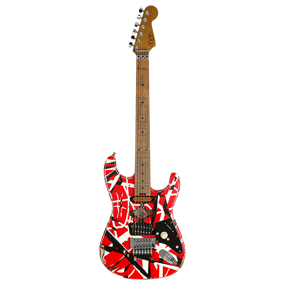 EVH Striped Series Frankie Relic Electric Guitar - Red with Black Stripes