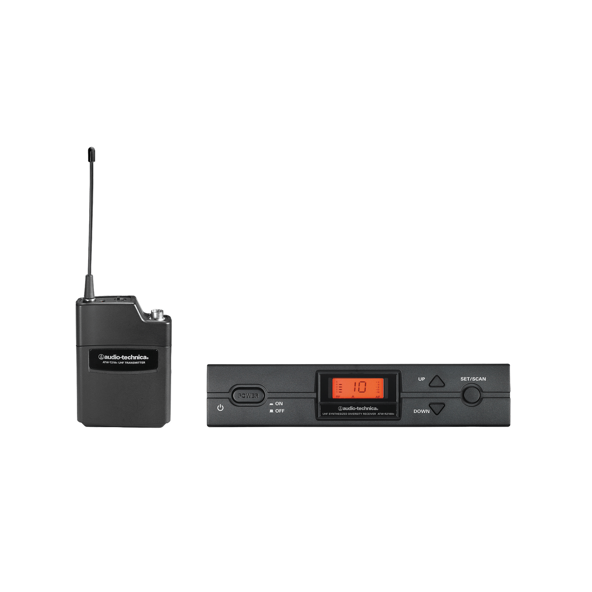 Audio-Technica ATW-2110cI Bodypack Wireless Microphone System with No Mic - I Band -487.125-506.500 MHz