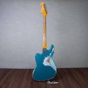 Fender Custom Shop 1962 Bass VI Super Heavy Relic Electric Guitar - Faded Ocean Turquoise - #CZ591279