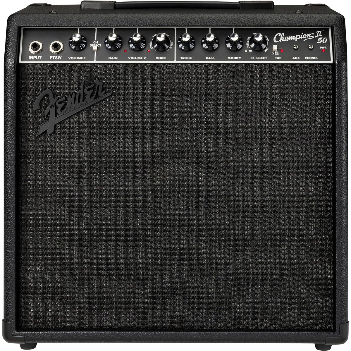 Fender Champion II 50 Blackout Guitar Combo Amplifier, 50W, 120V