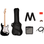 Squier Sonic Stratocaster Pack, Maple Fingerboard, Black, Gig Bag, 10G Amplifier