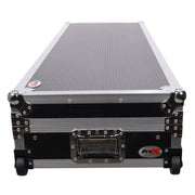 ProX XS-TMC1012WLTFSTND DJ Coffin Flight Case for (2) 1200 Style Turntables 10-inch 12-inch Mixers with Sliding Laptop Shelf and Wheels