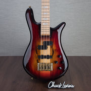 Spector Euro 4 LT Spalted Maple Bass Guitar - Fire Red Burst - CHUCKSCLUSIVE - #]C121SN 21112
