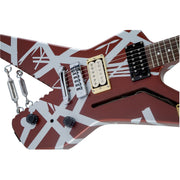EVH Striped Series Shark Electric Guitar, Pao Ferro Fingerboard - Burgundy With Silver Stripes