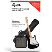 Squier Sonic Stratocaster Pack, Maple Fingerboard, Black, Gig Bag, 10G Amplifier