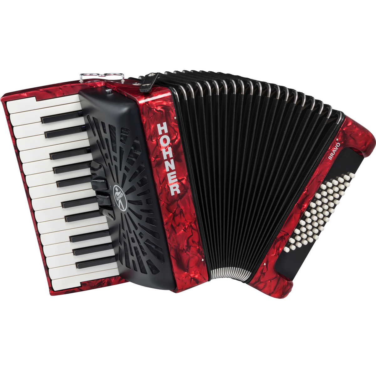 Hohner Bravo II 48 Chromatic Piano Key Accordion - Red