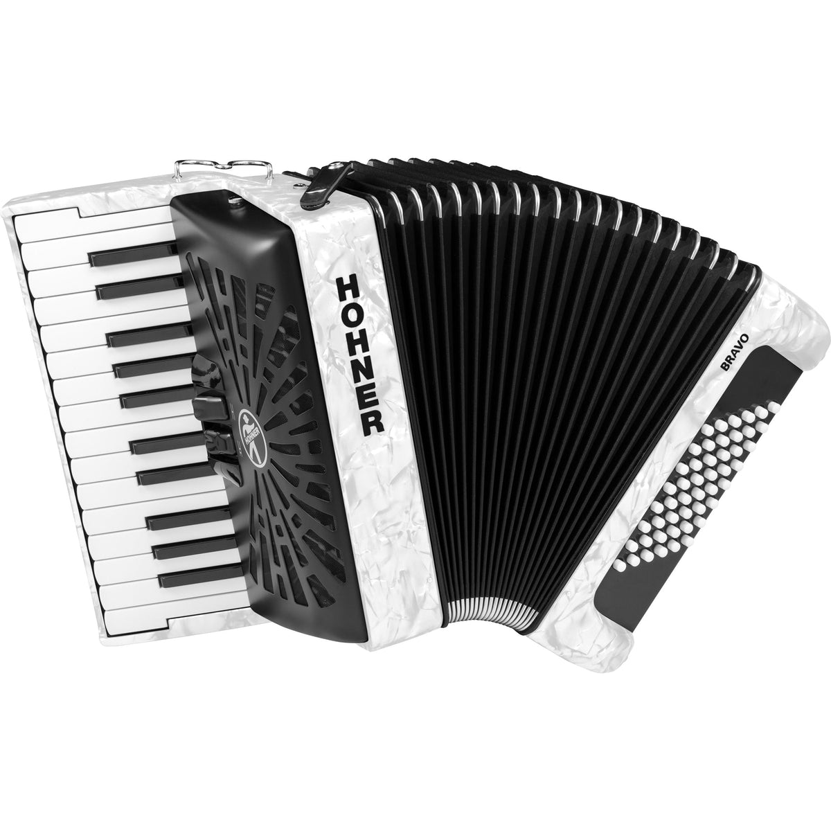 Hohner Bravo II 48 Chromatic Piano Key Accordion - White