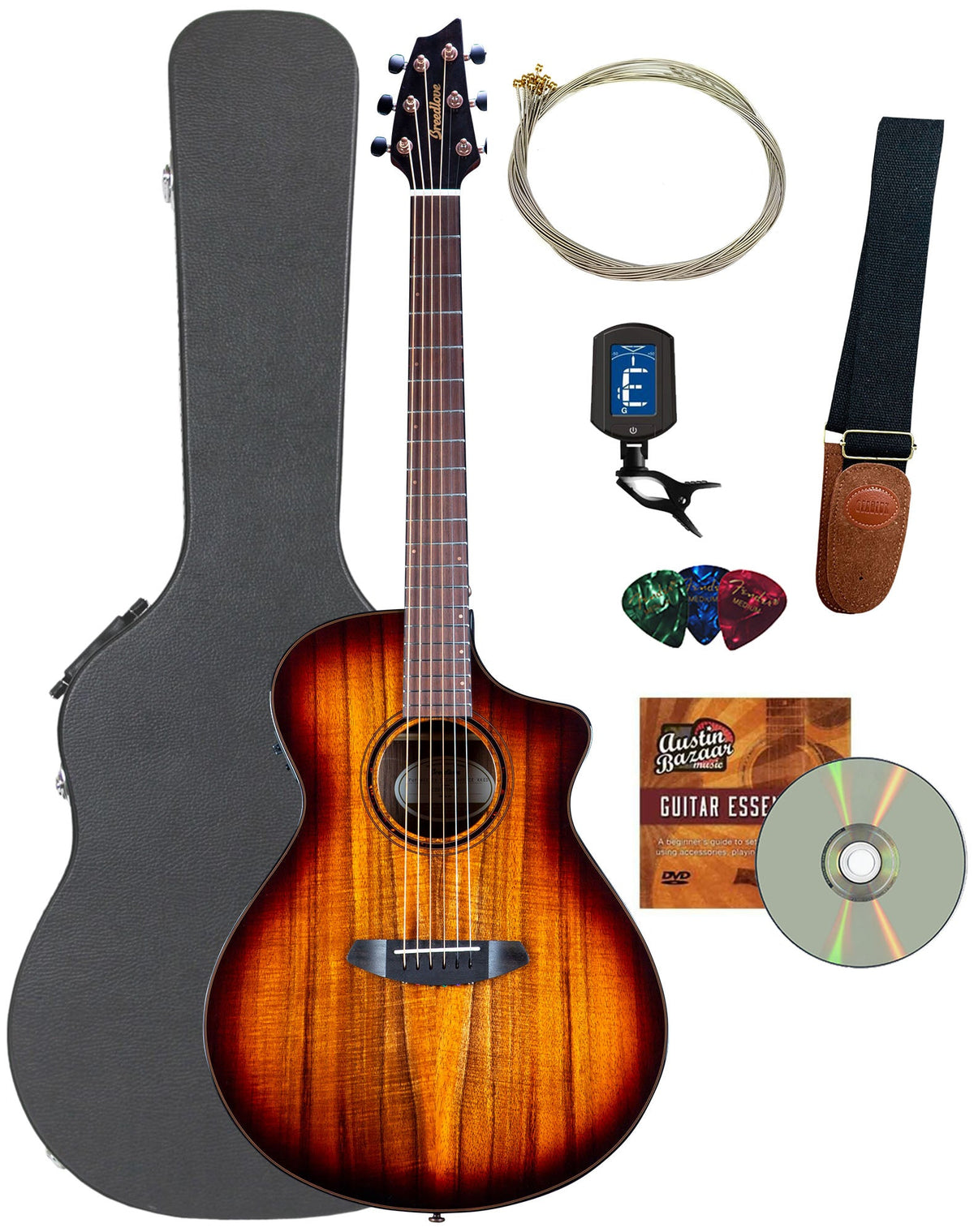 Breedlove Pursuit Exotic S Concert Edgeburst CE - Koa w/ Hard Case