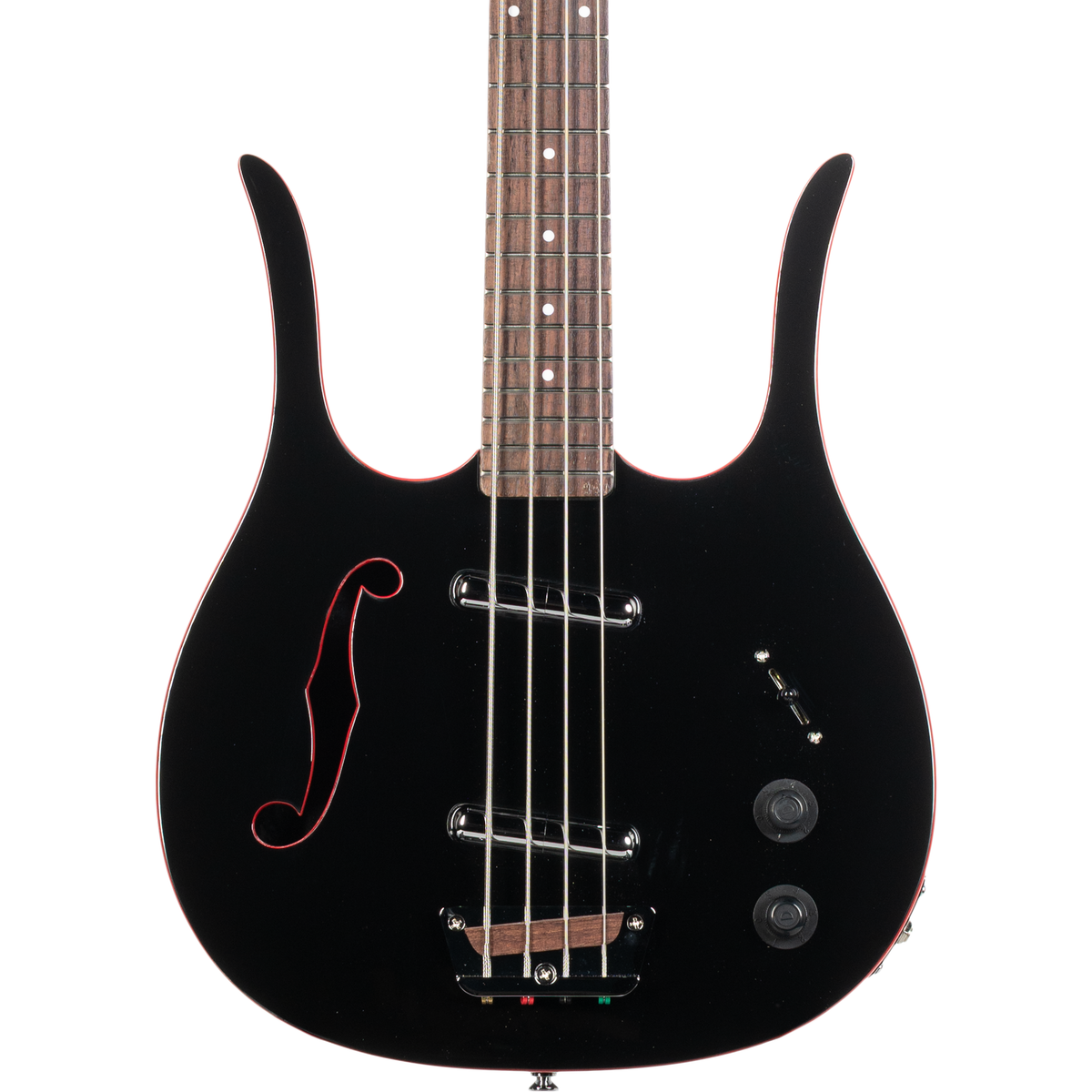 Danelectro 58 Longhorn 4 String Electric Bass - Black w/ Red Binding