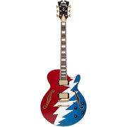 D'Angelico Grateful Dead Premier SS Semi-hollowbody Electric Guitar - Red, White, and Blue Lightning Bolt