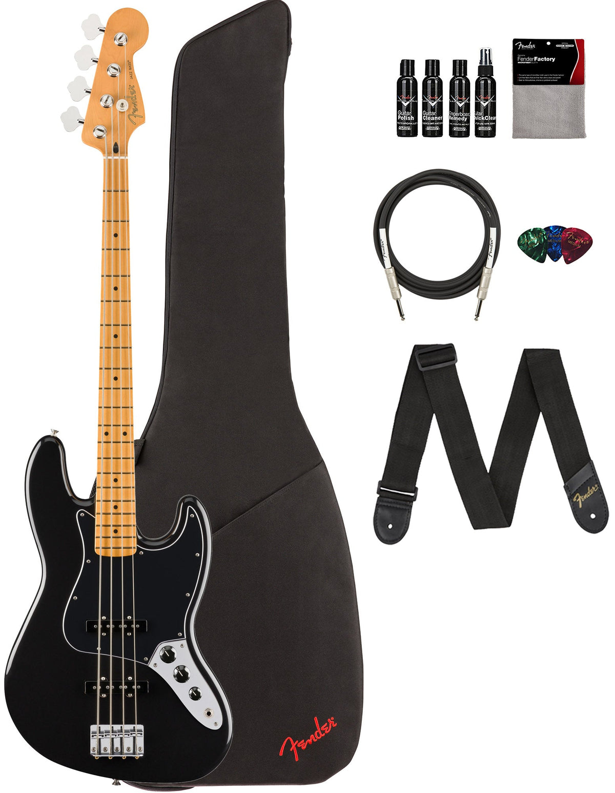 Fender Player II Jazz Bass - Black w/ Cleaning Kit