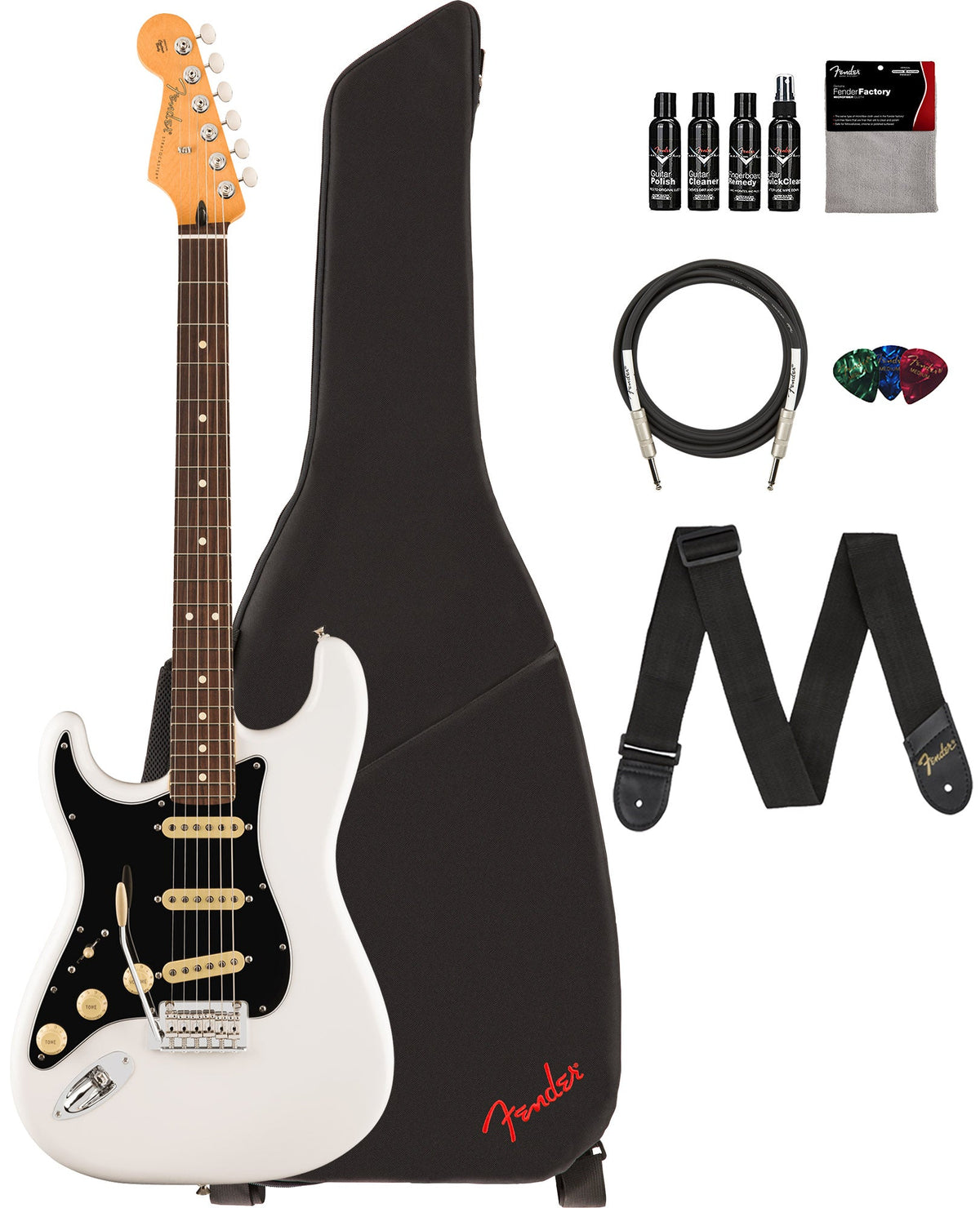 Fender Player II Stratocaster, Left Handed - Polar White w/ Cleaning Kit