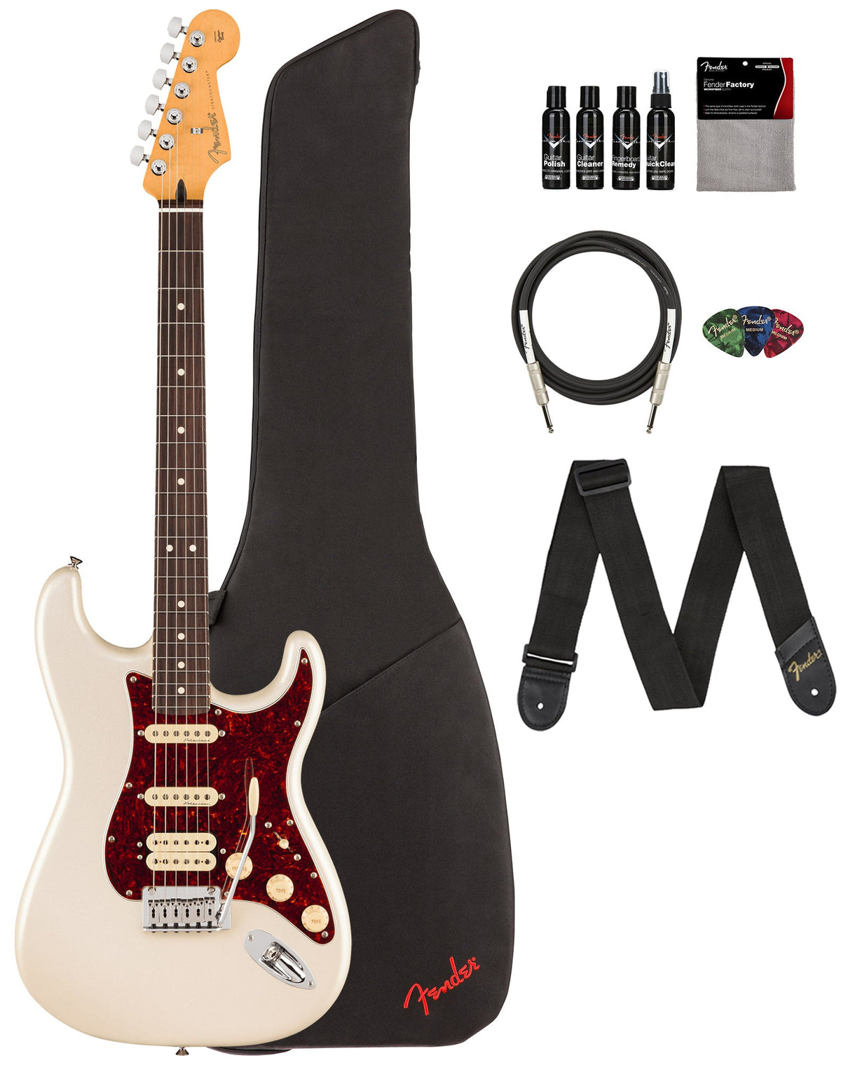 Fender Player II Modified Stratocaster HSS - Olympic Pearl w/ Cleaning Kit