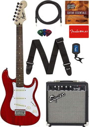 Fender Squier Short Scale 24-Inch Strat Pack - Transparent Red w/ Tuner