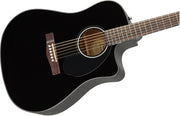 Fender CD-60SCE Solid Top Dreadnought Acoustic-Electric Guitar - Black