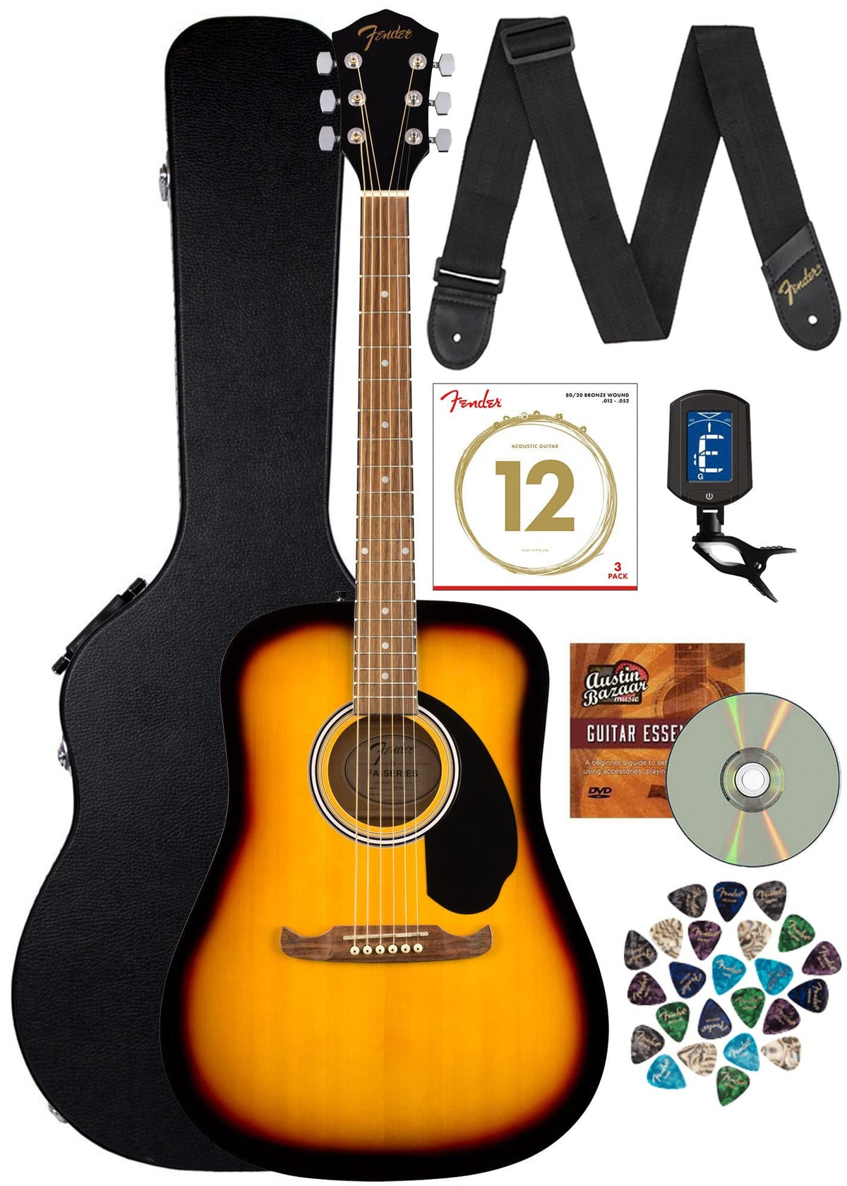 Fender FA-125 Dreadnought Acoustic Guitar - Sunburst w/ Hard Case