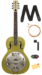 Gretsch G9202 Honey Dipper Special Round-Neck Brass Body Resonator Guitar - Bell Bronze w/ Strap