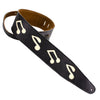 Henry Heller 3" Wide Garment Leather Black With White Music Note Cut Outs