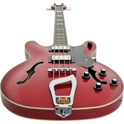 Hagstrom Viking Semi-Hollow Electric Bass - Wild Cherry Transparent