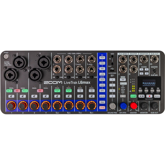 Zoom L6Max Portable 12-Channel Battery Powered Live Mixer and Recorder