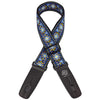 Henry Heller 2" Wide Blue Vintage Jacquard Design  with Lock-it Leather ends - Blue Chill