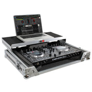 ProX Universal Flight Case with Shelf for Small-to-Medium Size DJ Controllers - Silver on Black