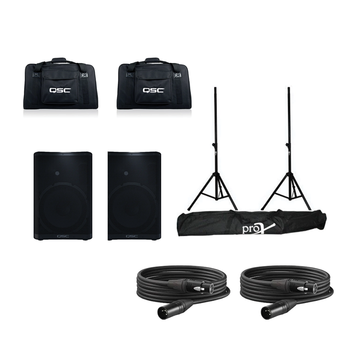 QSC CP12 Bundle with Totes, Stands and Cables