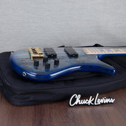 Spector Euro 4 LT Poplar Burl Over Ash Electric Bass Guitar - Faded Light Blue Gloss - CHUCKSCLUSIVE - #]C121NB23300