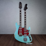 Castedosa Double Neck 6/12 String Baritone Electric Guitar - Daphne Blue - #213
