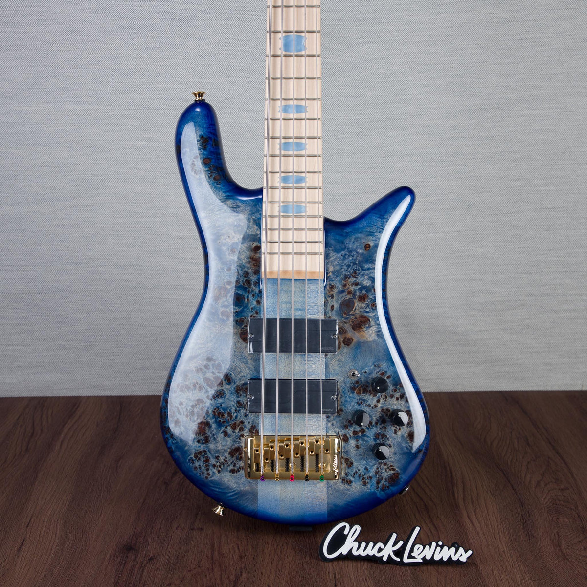Spector Euro 5 LT Poplar Burl Over Ash 5-String Electric Bass Guitar - Faded Light Blue Gloss - CHUCKSCLUSIVE - #]C121NB23304