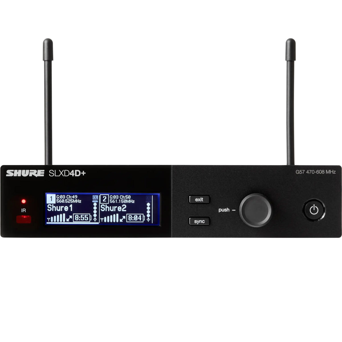 Shure SLXD4D+ Dual-Channel Digital Wireless Rackmount Receiver - G57 : 470 to 608 MHz