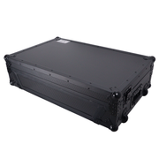 ProX XS-DDJREV5 WLTBL LED ATA Flight Style Road Case For Pioneer DDJ-REV5 DJ Controller with Laptop Shelf 1U Rack Space Wheels and LED Black Finish