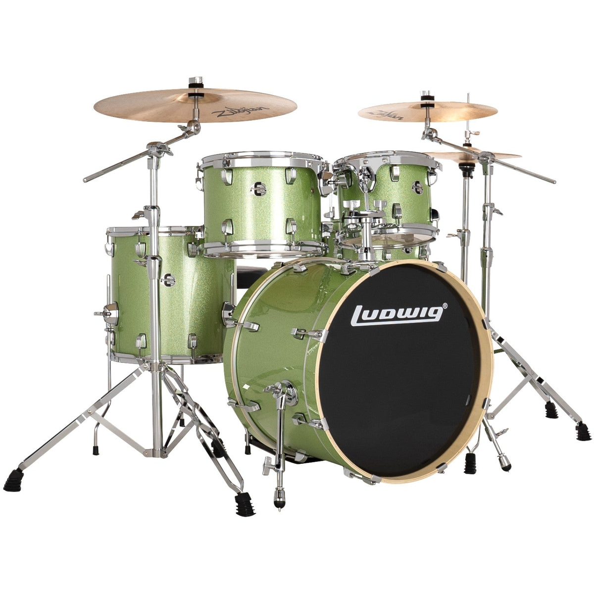 Ludwig Element Evolution 5-Piece Complere Drum Set with Zildjian Cymbals - Mint Green Sparkle