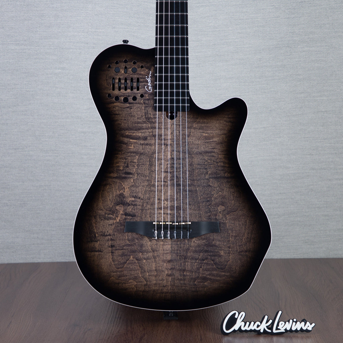 Godin MultiAc Grand Concert SA Nylon String Acoustic-Electric Guitar - Trans Black - CHUCKSCLUSIVE - #24311170